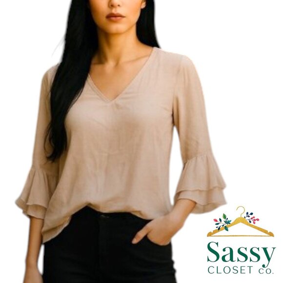 ANTONIO MELANI Blouse – Champagne Gold Silk, Sz S - Picture 1 of 6